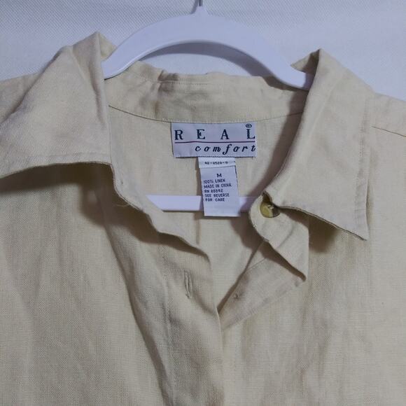 REAL Comfort Vintage 100% LINEN Beach Coastal Button-Up Shirt Size M - Picture 3 of 6